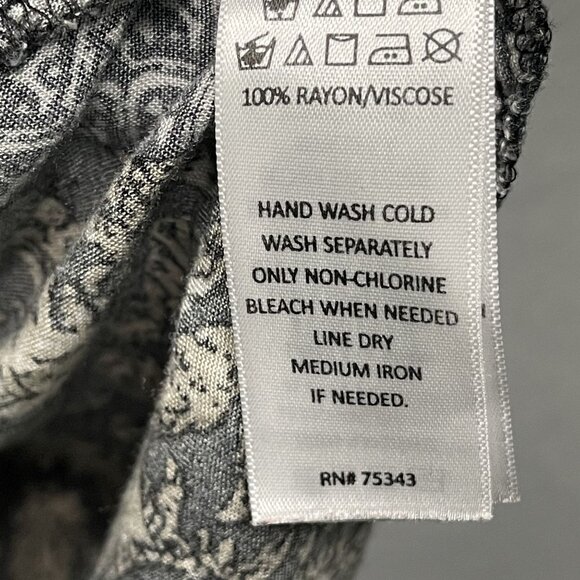 Rachel Roy Womens Boho Blouse Top With Tassels Floral Print Black & Beige S - Picture 5 of 7